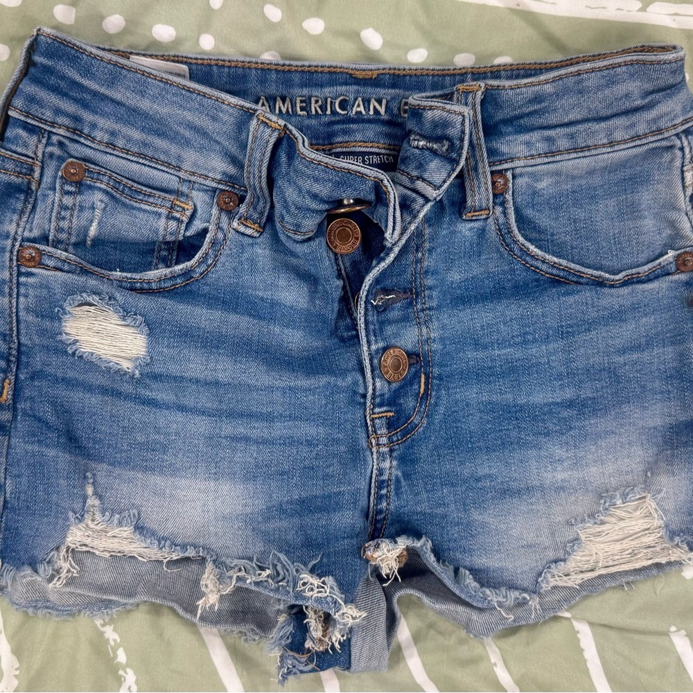 American Eagle Outfitters Distressed Blue Jean Shorts